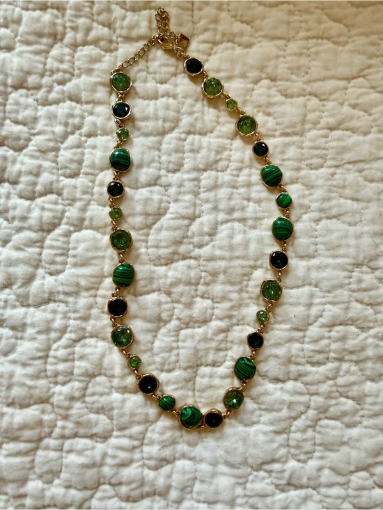 Banana Republic Jewelry - Banana Republic Green and Black Gold-Tone Necklace